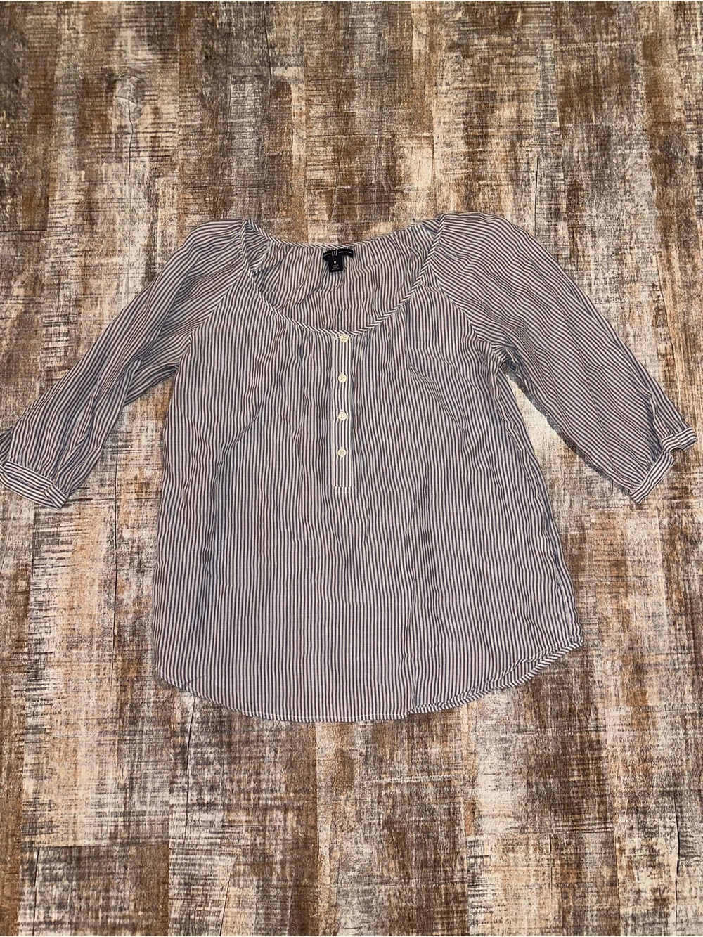 GAP Sheer Seersucker Striped Henley Blouse